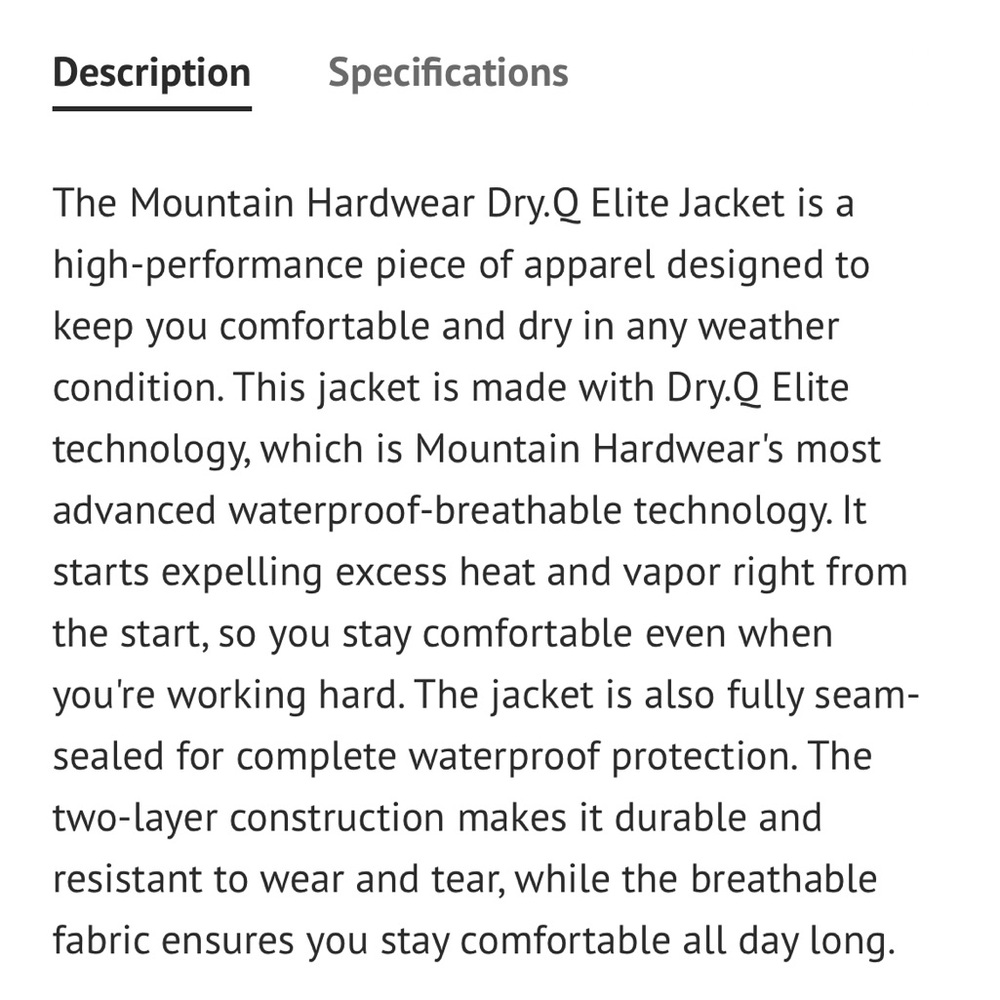 Mountain Hardware Dry Q Elite Waterproof Rain Jacket - Picture 8 of 11